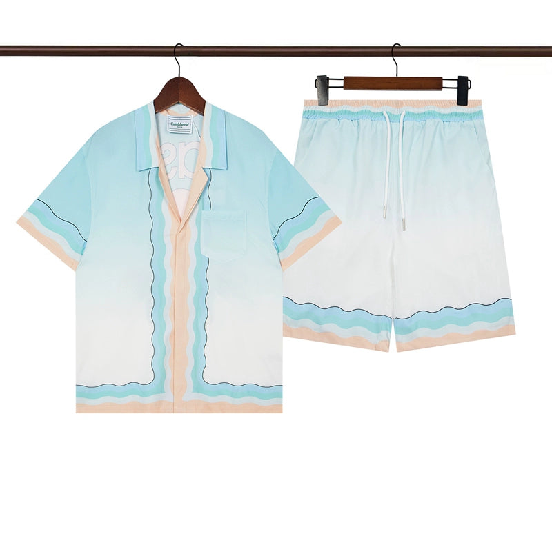 Tennis Club Summer Short Sleeve Shirt Shorts Set
