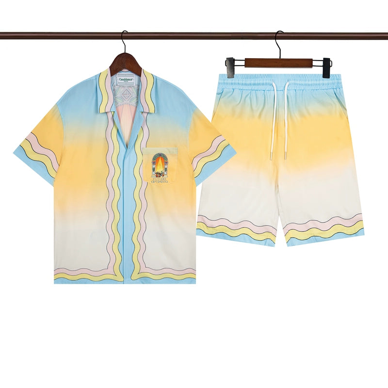 Tennis Club Summer Short Sleeve Shirt Shorts Set