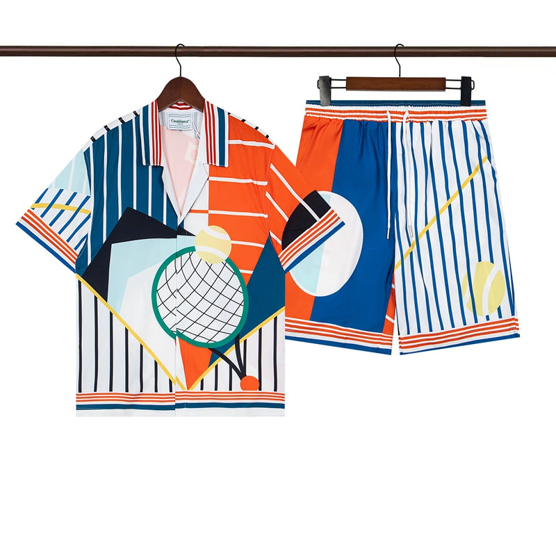 Tennis Club Summer Short Sleeve Shirt Shorts Set