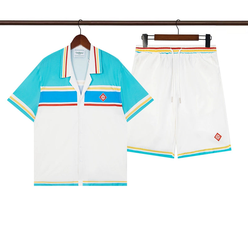 Tennis Club Summer Short Sleeve Shirt Shorts Set
