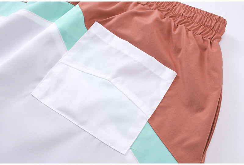 Simple Loose Colorblocked Athletic Shorts