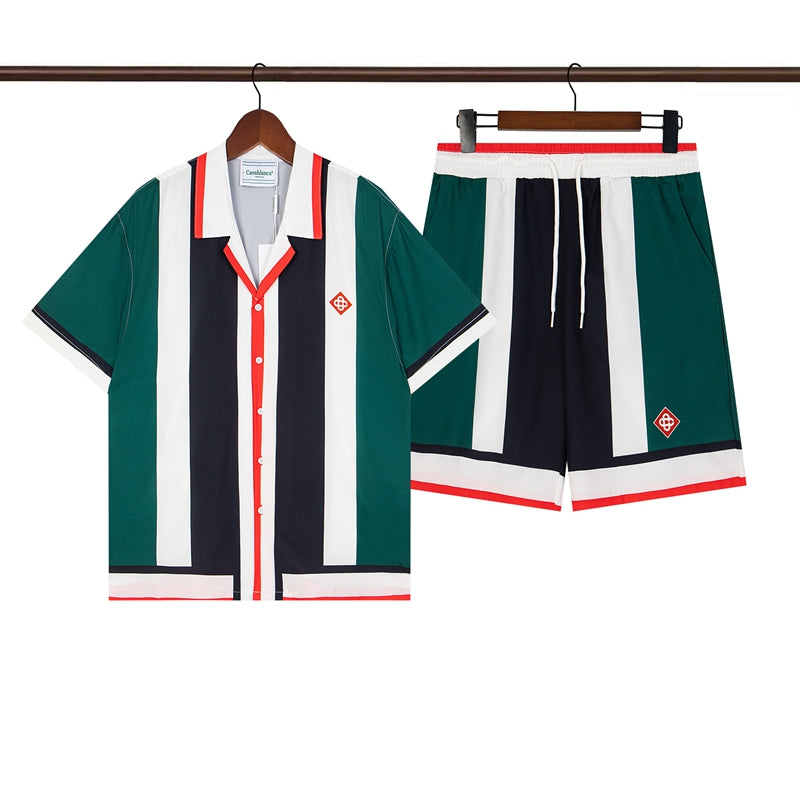 Tennis Club Summer Short Sleeve Shirt Shorts Set