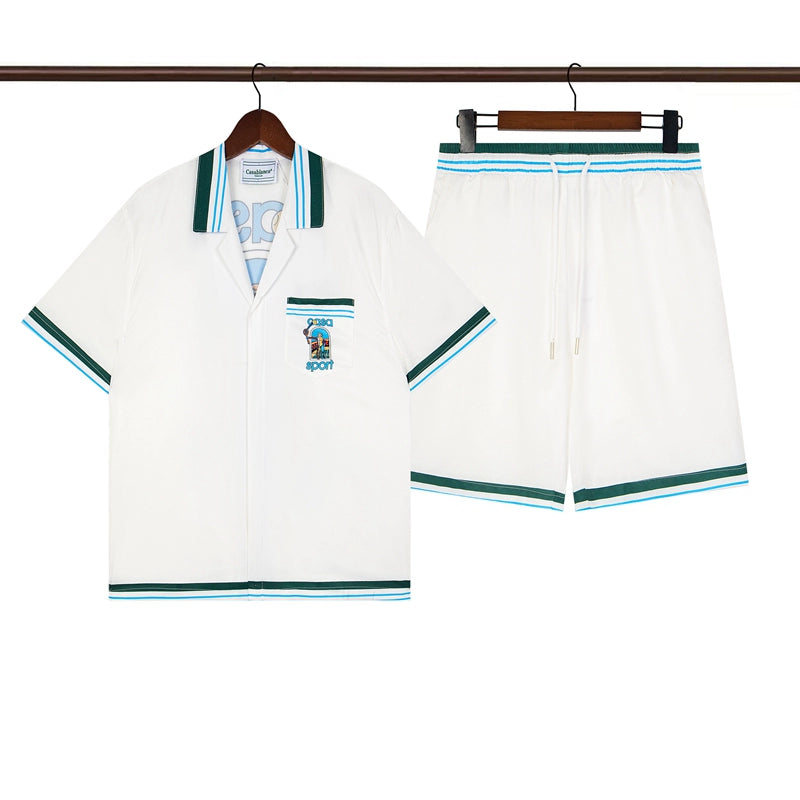 Tennis Club Summer Short Sleeve Shirt Shorts Set
