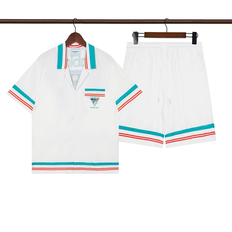 Tennis Club Summer Short Sleeve Shirt Shorts Set