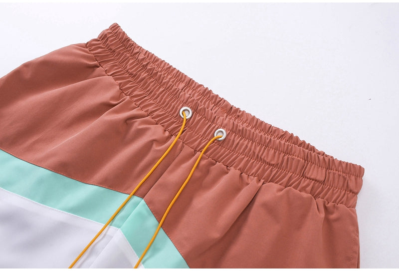 Simple Loose Colorblocked Athletic Shorts