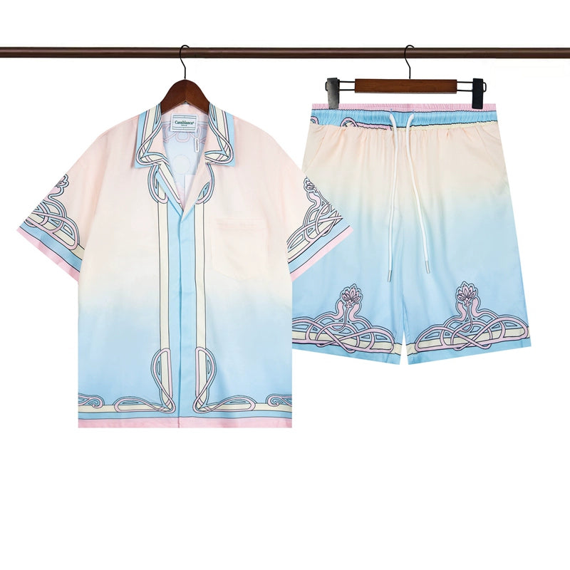 Tennis Club Summer Short Sleeve Shirt Shorts Set