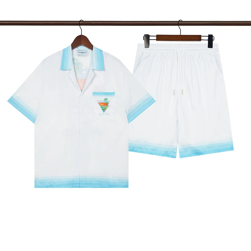 Tennis Club Summer Short Sleeve Shirt Shorts Set