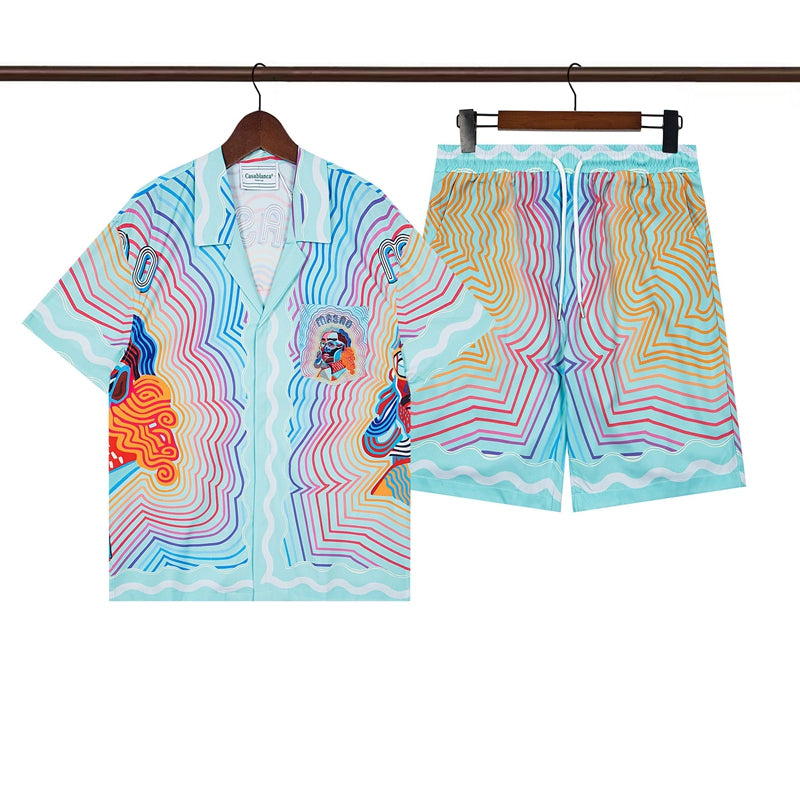 Tennis Club Summer Short Sleeve Shirt Shorts Set