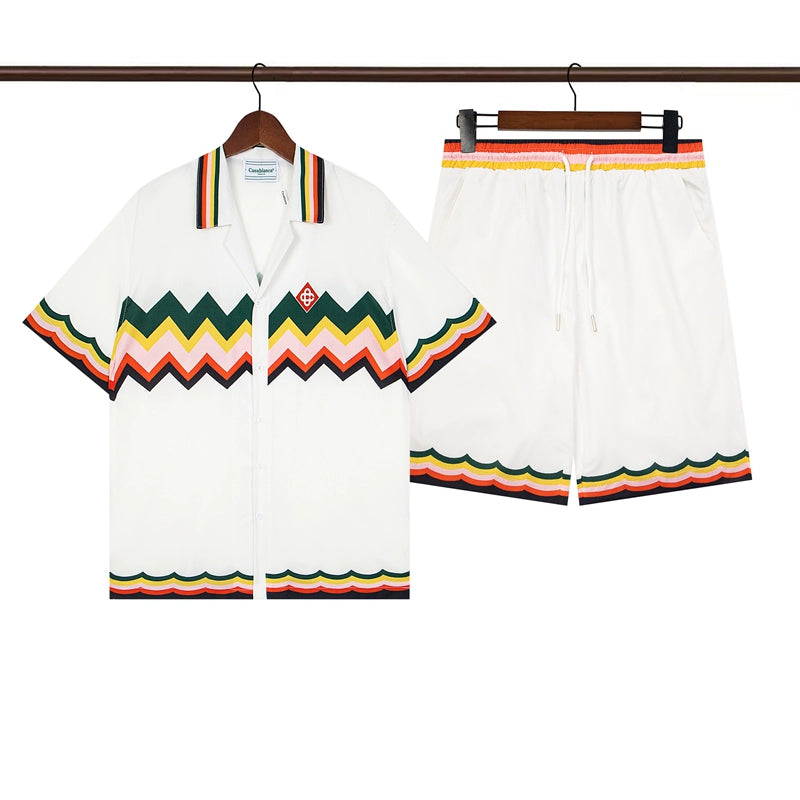 Tennis Club Summer Short Sleeve Shirt Shorts Set