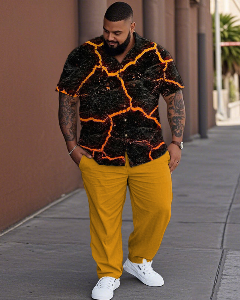 Personalized Casual Large Size Short-sleeved Shirt and Trousers Men's Suit
