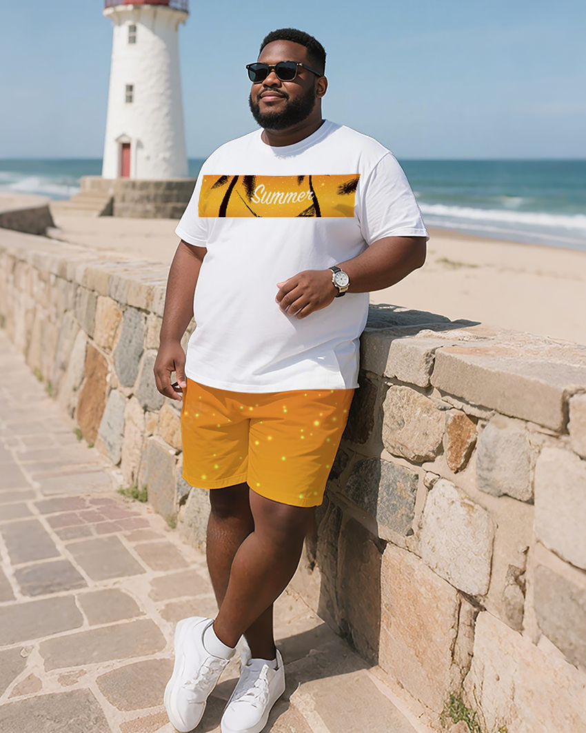 Tropical Art Men's Plus Size T-Shirt & Shorts Suit