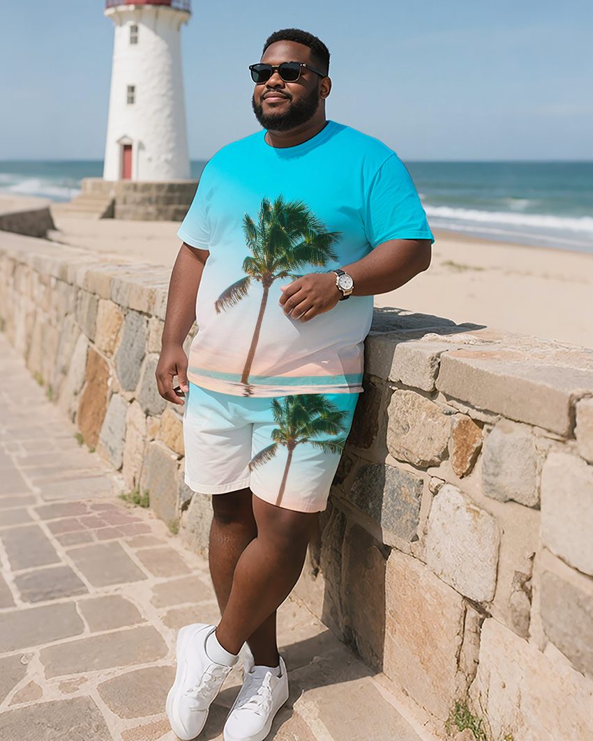 Tropical Art Men's Plus Size T-Shirt & Shorts Suit