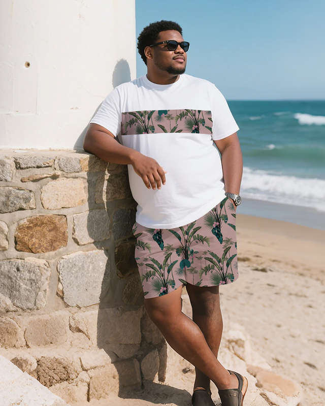 Tropical Art Men's Plus Size T-Shirt & Shorts Suit