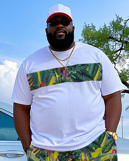 Tropical Art Men's Plus Size T-Shirt & Shorts Suit