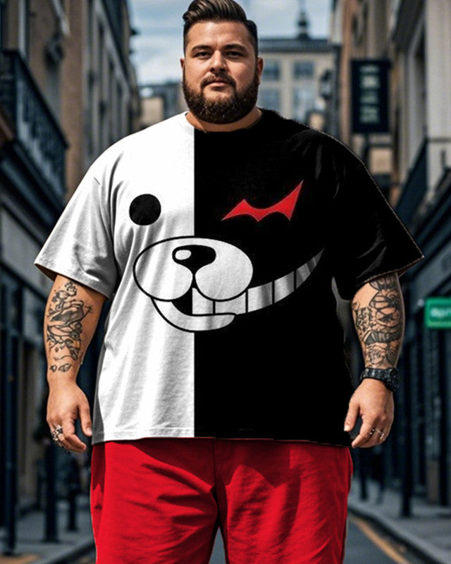 Color Cartoon Expression Casual Large Size Short-sleeved T-shirt Shorts Two-piece Set