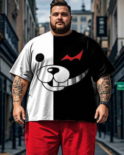 Color Cartoon Expression Casual Large Size Short-sleeved T-shirt Shorts Two-piece Set