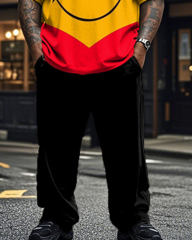 Winnie The Pooh Round Neck T-shirt Trousers Large Size Men's Suit