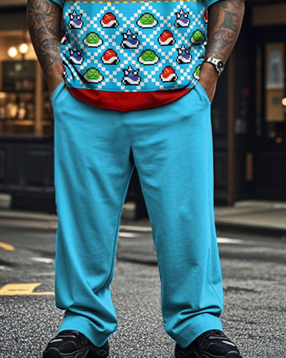 Christmas Casual Short-sleeved T-shirt and Trousers Plus Size Men's Suit