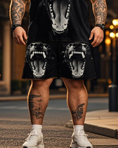 Dog Casual Short-sleeved T-shirt Shorts Plus Size Men's Suit