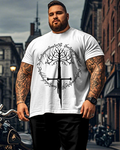 Simple Lord of The Rings Short Sleeve Pants Plus Size Men's Suit