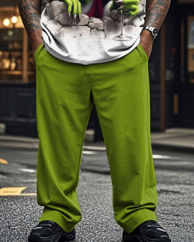 Christmas Monster Personality Crew-neck Short-sleeved T-shirt and Pants Plus Size Suit