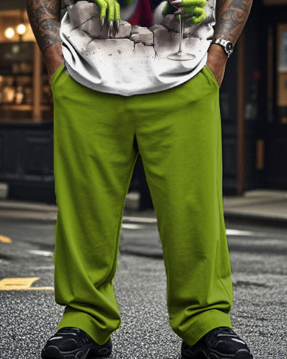 Christmas Monster Personality Crew-neck Short-sleeved T-shirt and Pants Plus Size Suit