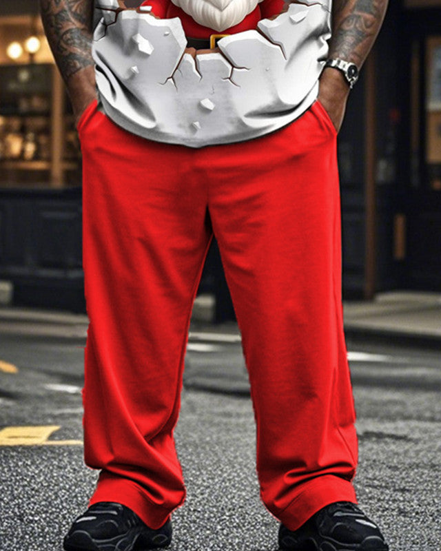 Santa Claus Personality Round Neck Short Sleeve T-shirt and Pants Plus Size Suit