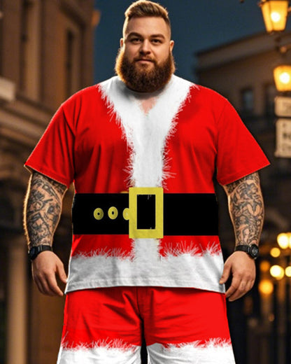 Christmas Color Personality Casual Short Sleeve T-shirt Shorts Plus Size Men's Suit