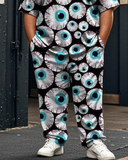 Eyes Casual Large Size Men's Short-sleeved Trousers Suit
