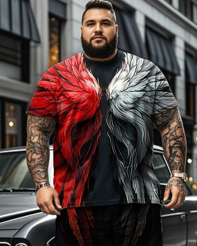 Wing Color Matching Casual Short-sleeved T-shirt Shorts Plus Size Men's Suit