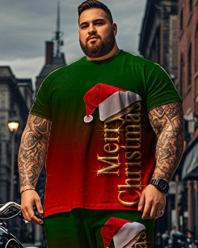 Christmas Color-changing Short-sleeved Top and Pants Plus-size Suit