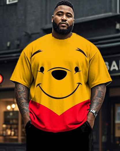 Winnie The Pooh Round Neck T-shirt Trousers Large Size Men's Suit