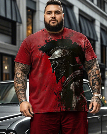 Warrior Color Short-sleeved T-shirt Shorts Plus Size Men's Suit