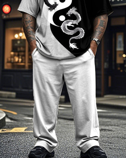 Tai Chi Color Combination Large Size Short-sleeved T-shirt Set