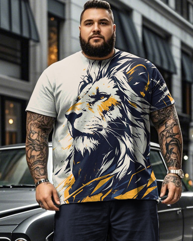 Lion Color Short-sleeved T-shirt Shorts Plus Size Men's Suit