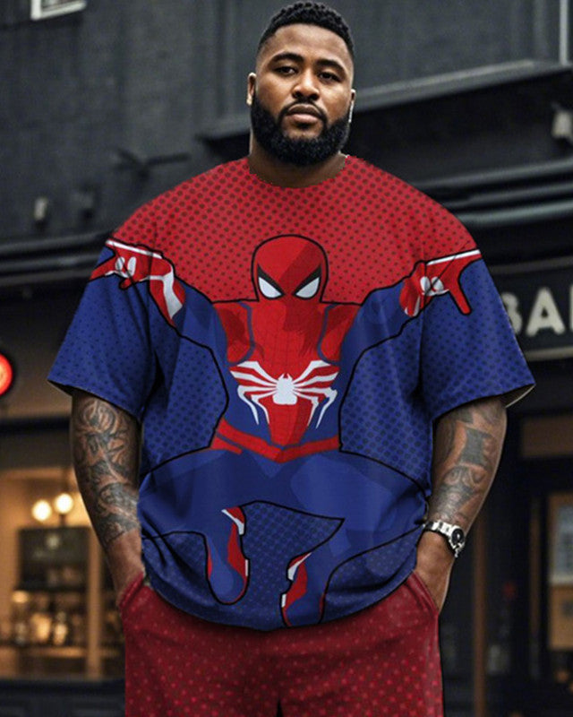 Spiderman Personality Short-sleeved T-shirt and Trousers Large Size Men's Suit