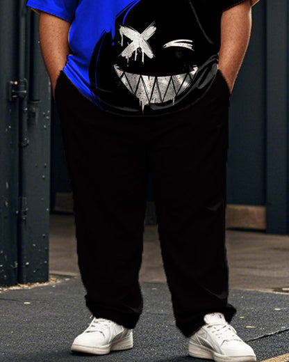 Contrast Color Personality Short-sleeved T-shirt and Trousers Large Size Men's Suit