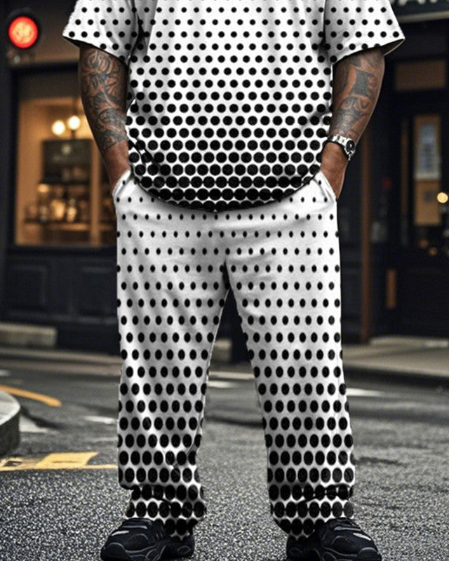 Polka Dot Personality Plus Size Short Sleeve T-shirt Set