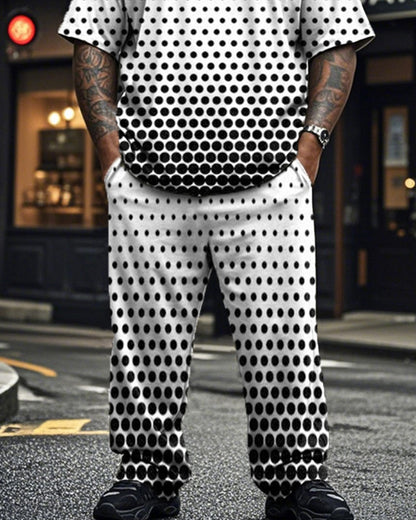 Polka Dot Personality Plus Size Short Sleeve T-shirt Set