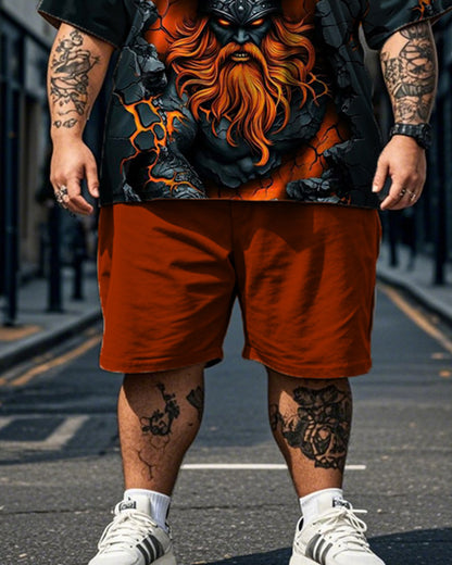 Warrior Short Sleeve T-shirt Shorts Plus Size Men's Suit