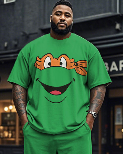 Ninja Turtles Casual Print Short-sleeved T-shirt and Trousers Large Size Men's Suit