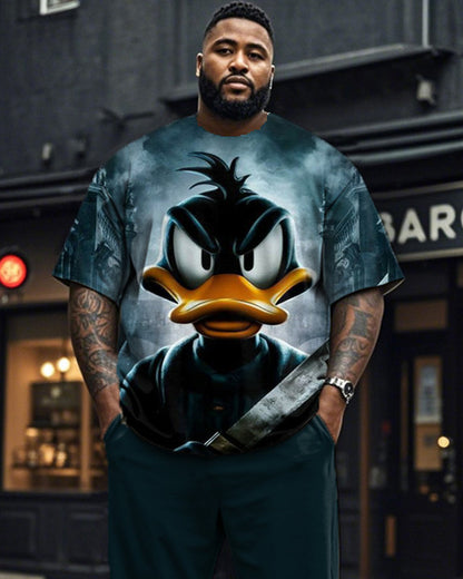 Dark Duck Plus Size Short-sleeved T-shirt and Pants for Men