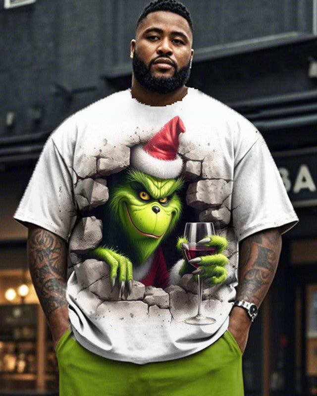 Christmas Monster Personality Crew-neck Short-sleeved T-shirt and Pants Plus Size Suit