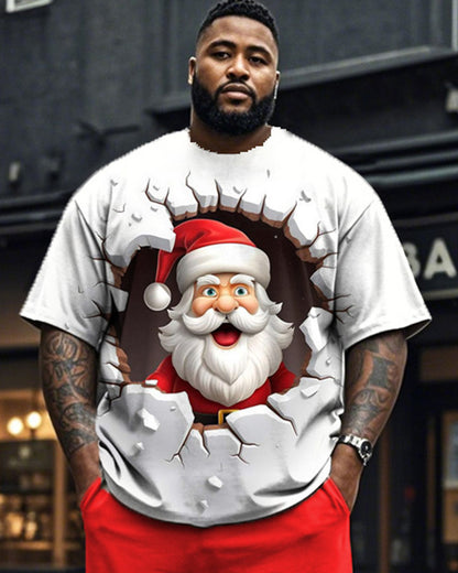 Santa Claus Personality Round Neck Short Sleeve T-shirt and Pants Plus Size Suit
