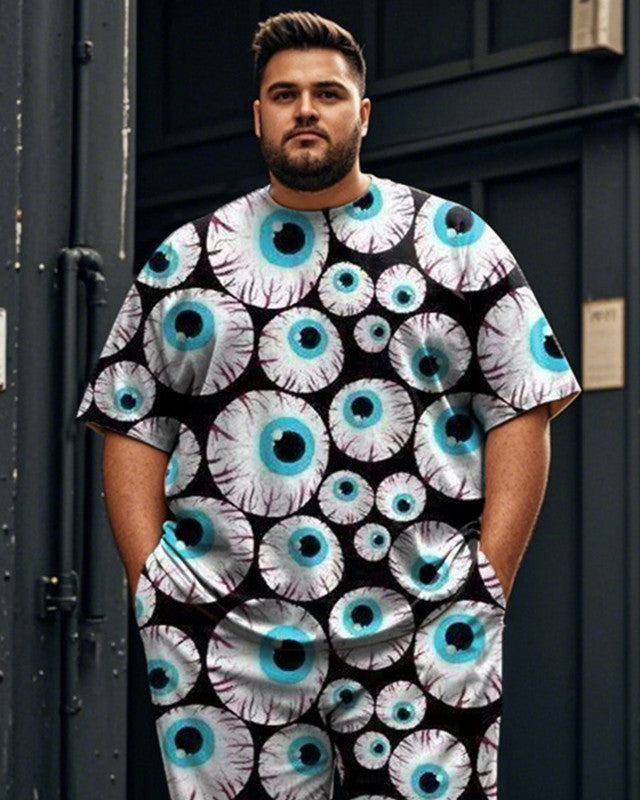 Eyes Casual Large Size Men's Short-sleeved Trousers Suit