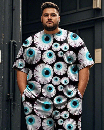 Eyes Casual Large Size Men's Short-sleeved Trousers Suit