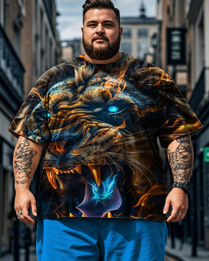 Lions Short Sleeve T-shirt Shorts Plus Size Men's Suit