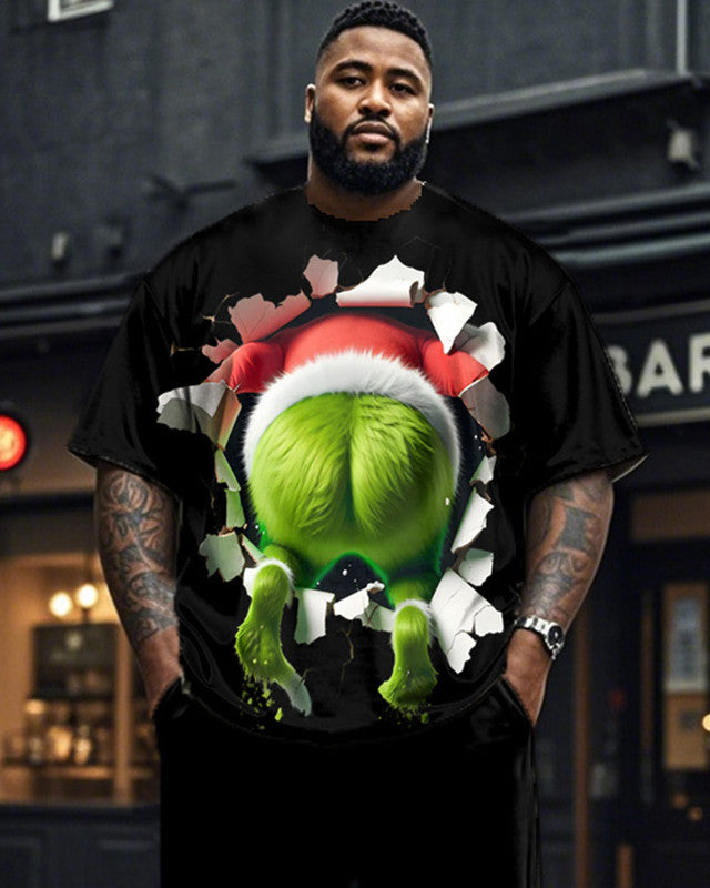 Christmas Monster Oversized Short Sleeve Long Pants Two-Piece Set