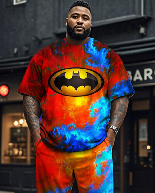 Gradient Print Plus Size Short-sleeved T-shirt Set