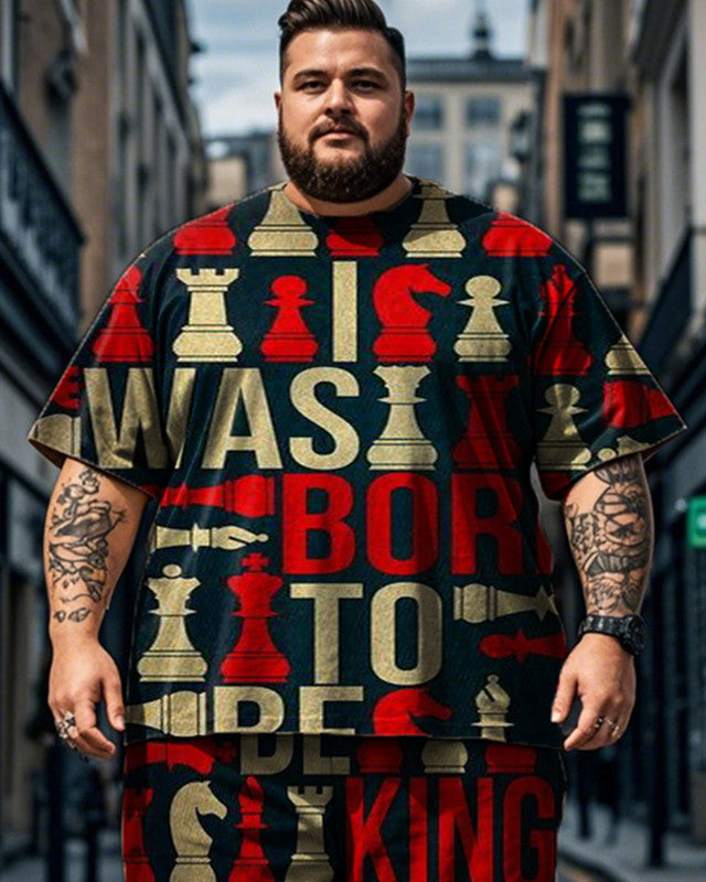 Color Matching Short-sleeved T-shirt Shorts Plus Size Men's Suit